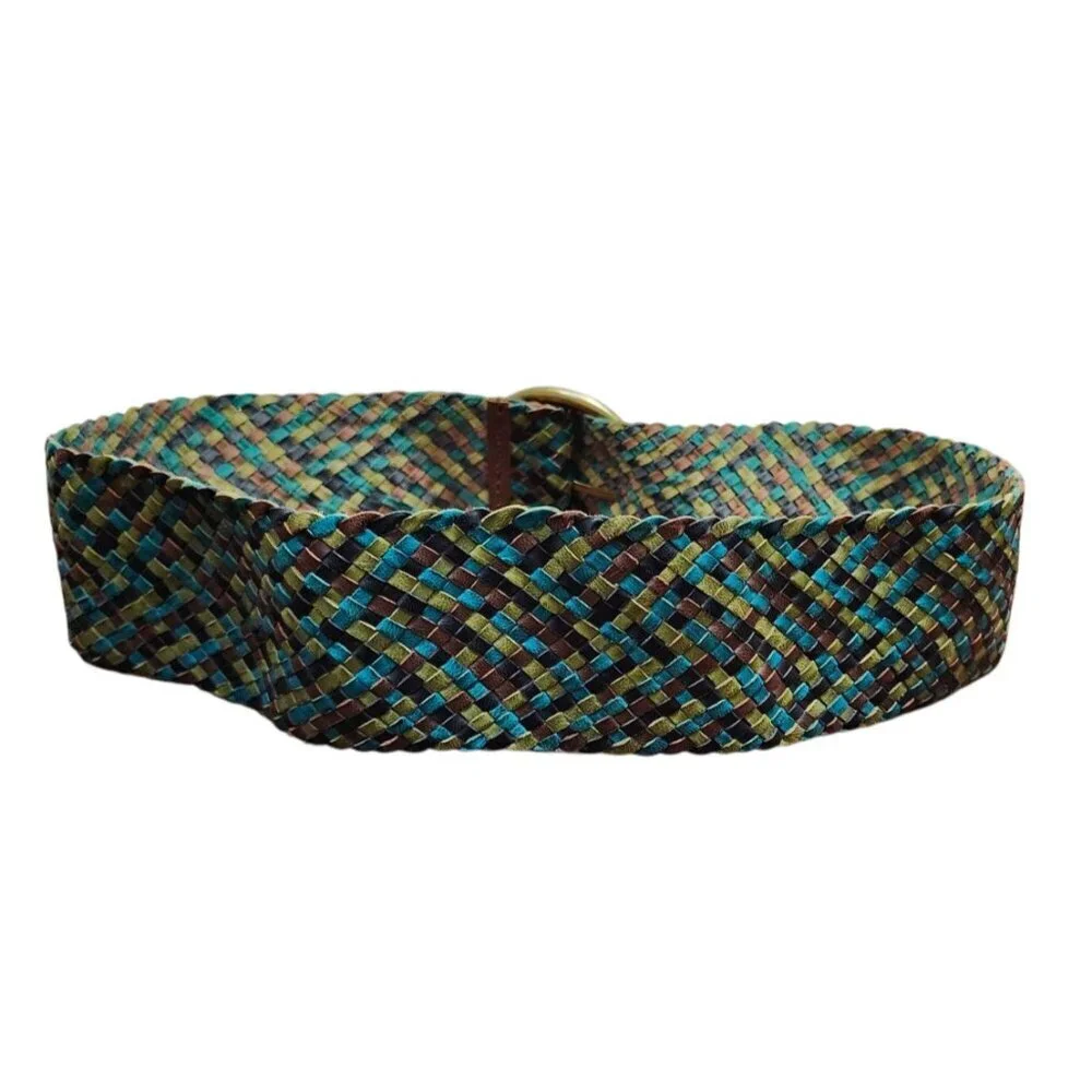 Kookai Wide Braided Belt Large Brass Oval Buckle EUC 38 